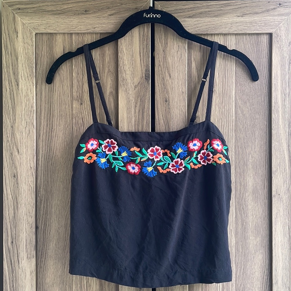 Hollister Embroidered Cropped Tank Top